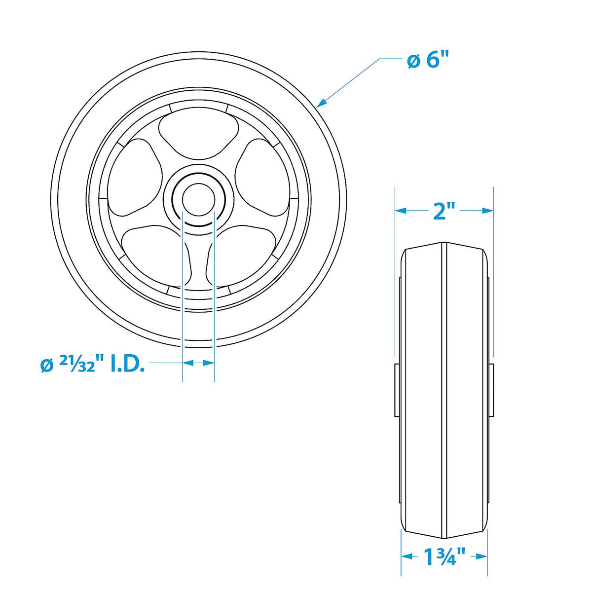 Replacement Wheel Only for Trailer Jack, 6in