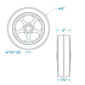 Replacement Wheel Only for Trailer Jack, 6in