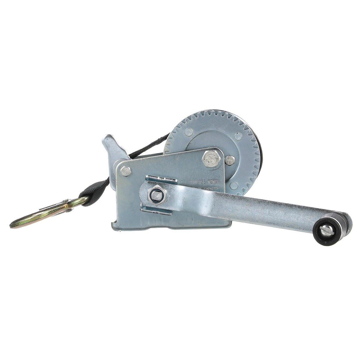 800 Lb. Manual Trailer Winch, 1-Speed, 16ft Strap w/ Snap Hook