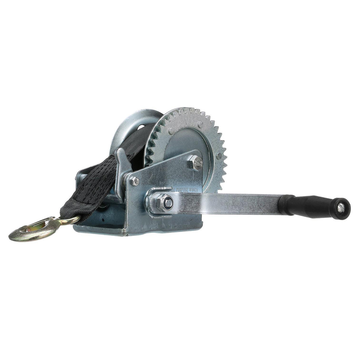 1,000 Lb. Manual Trailer Winch, 1-Speed, 25ft Strap w/ Snap Hook