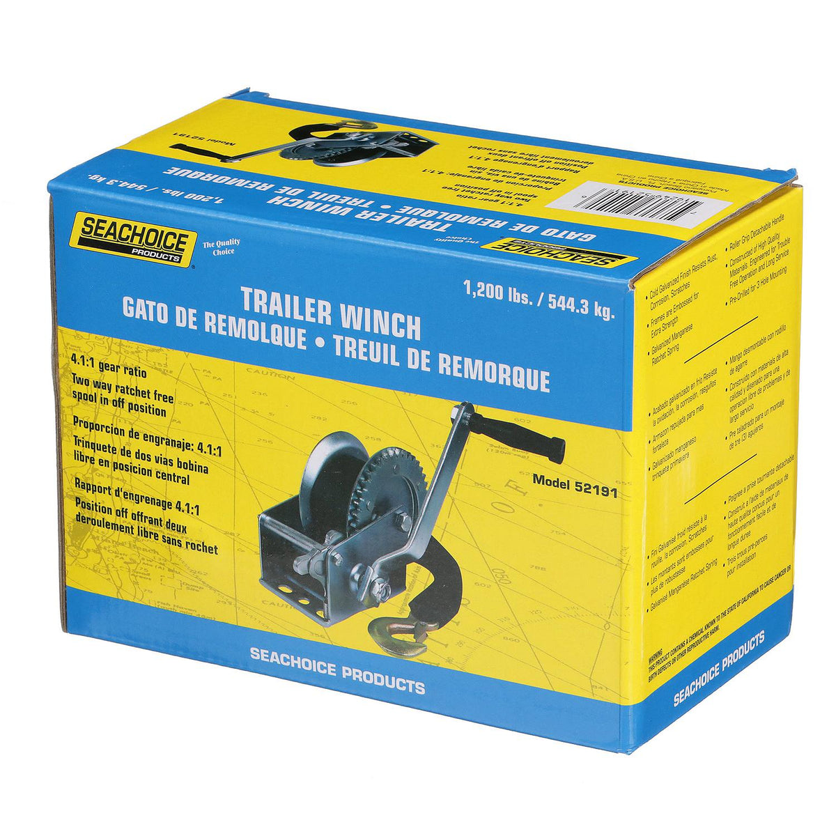 1,200 Lb. Manual Trailer Winch, 1-Speed, 25ft Strap w/ Snap Hook