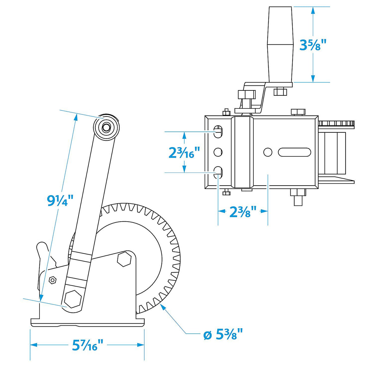 1,200 Lb. Manual Trailer Winch, 1-Speed, 25ft Strap w/ Snap Hook
