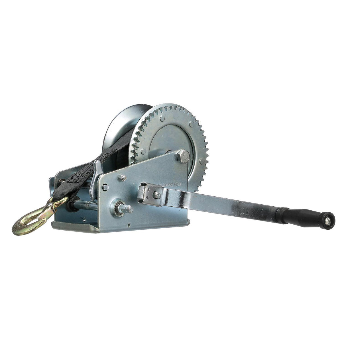 2,000 Lb. Manual Trailer Winch, 2-Speed, 25ft Strap w/ Snap Hook