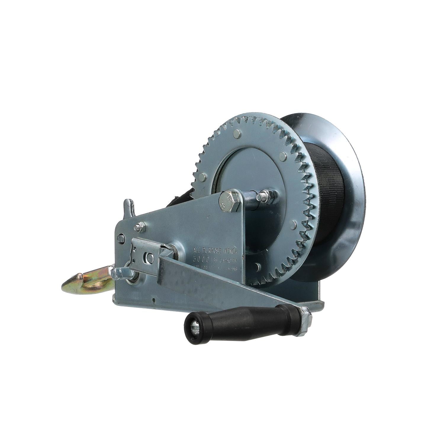 3,000 Lb. Manual Trailer Winch, 2-Speed, 25ft Strap w/ Snap Hook