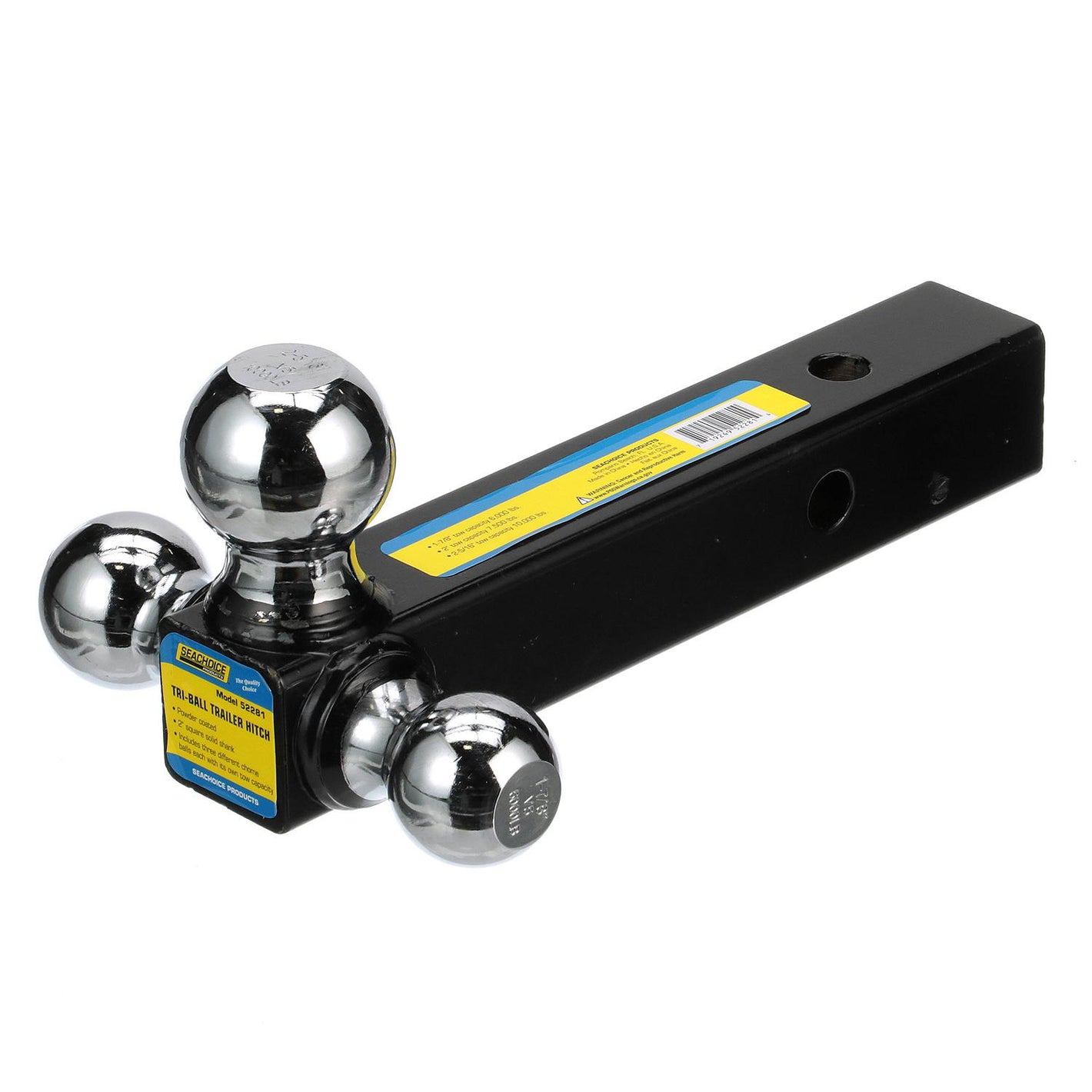 Tri-Ball Trailer Hitch Fits 1-7/8in, 2in & 2-5/16in Balls, 2in Shank