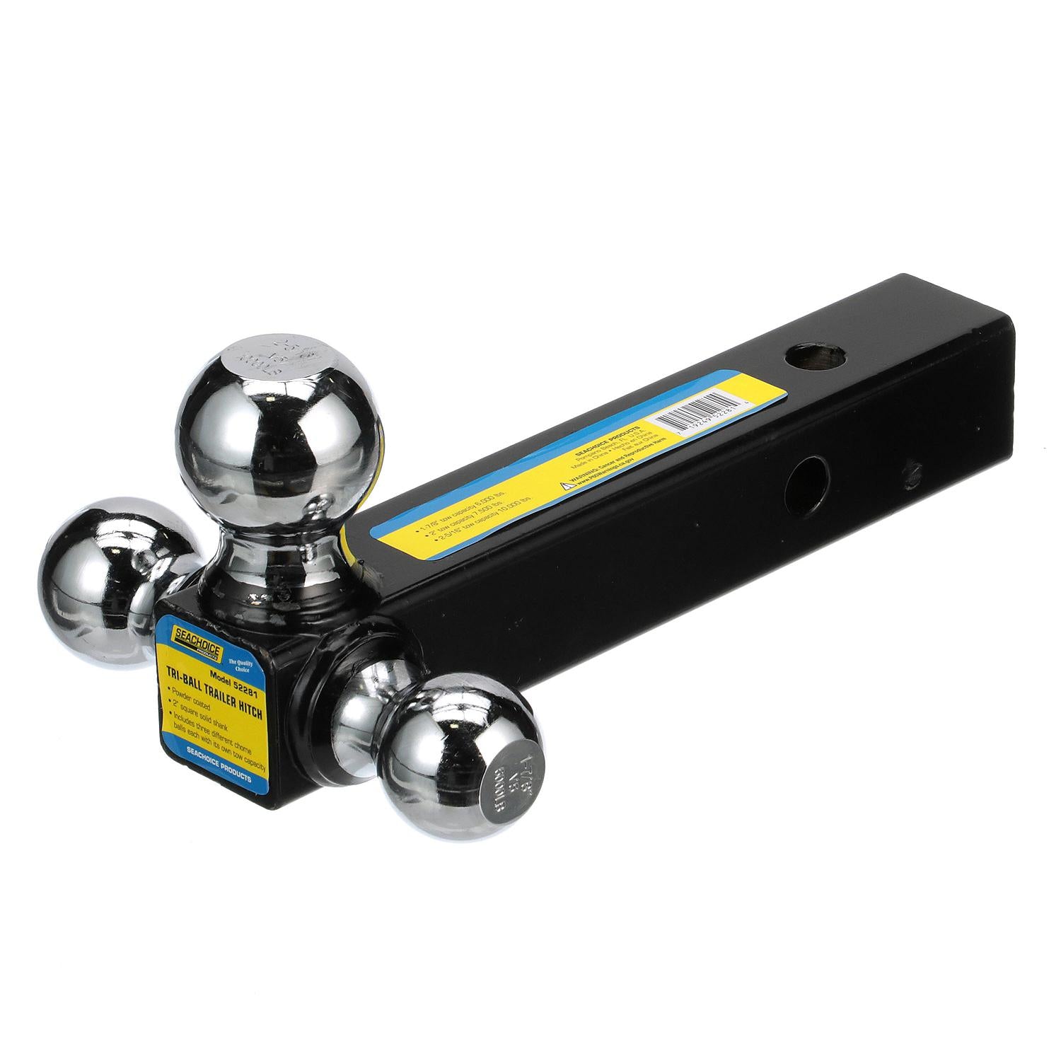 Tri-Ball Trailer Hitch Fits 1-7/8in, 2in & 2-5/16in Balls, 2in Shank