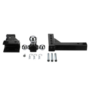 Tri-Ball Adjustable Trailer Hitch Fits 1-7/8in, 2in & 2-5/16in Balls, 2in Shank