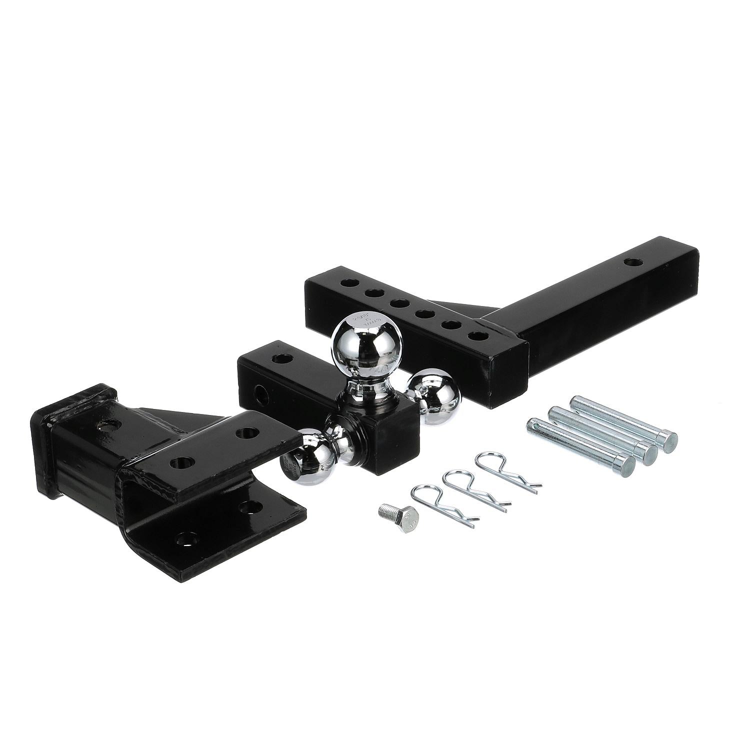 Tri-Ball Adjustable Trailer Hitch Fits 1-7/8in, 2in & 2-5/16in Balls, 2in Shank