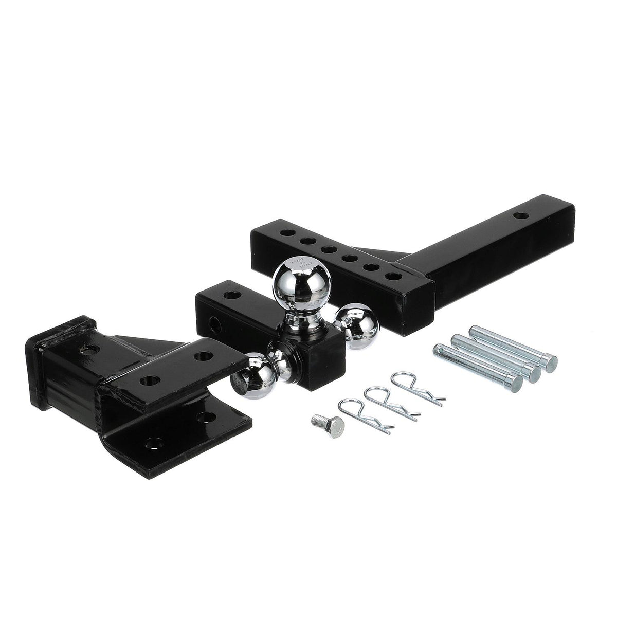 Tri-Ball Adjustable Trailer Hitch Fits 1-7/8in, 2in & 2-5/16in Balls, 2in Shank