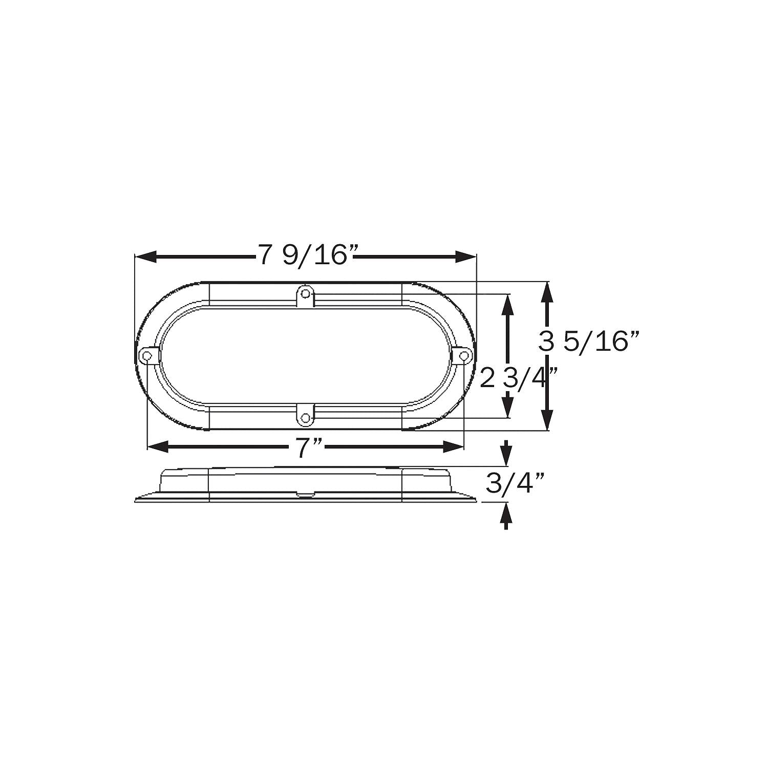 LED 6in Oval Sealed Lights For Surface Mount