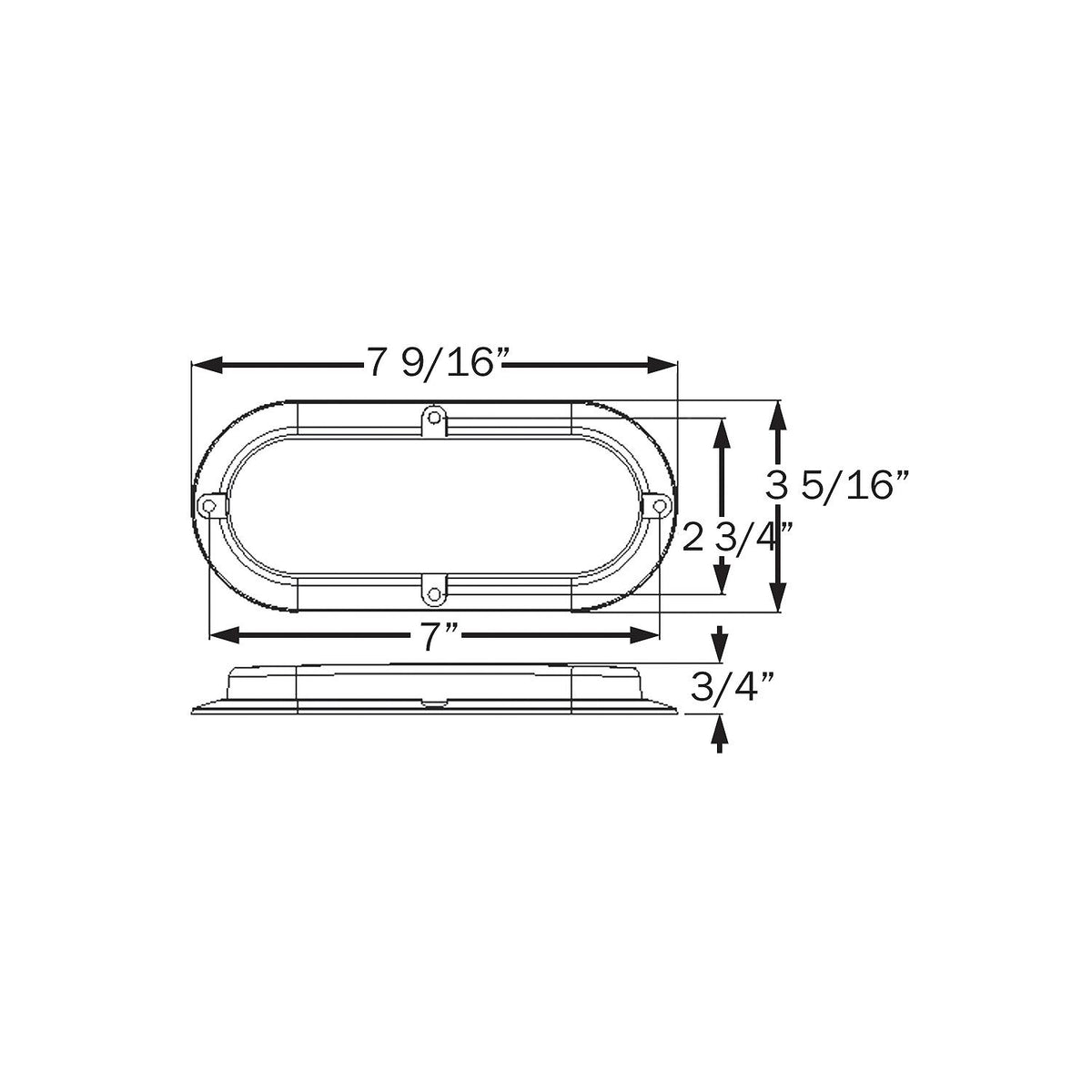 LED 6in Oval Sealed Lights For Surface Mount