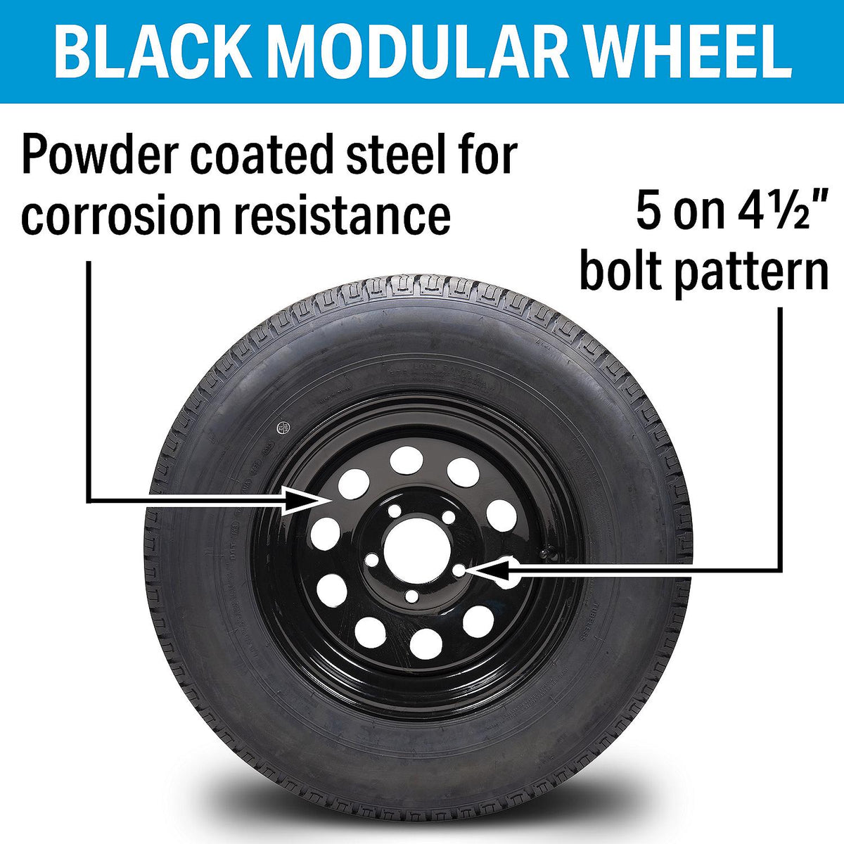ST175/80R13C/5H KR35 13in Black Modular, 5-Lug on 4-1/2in Radial Tire & Wheel