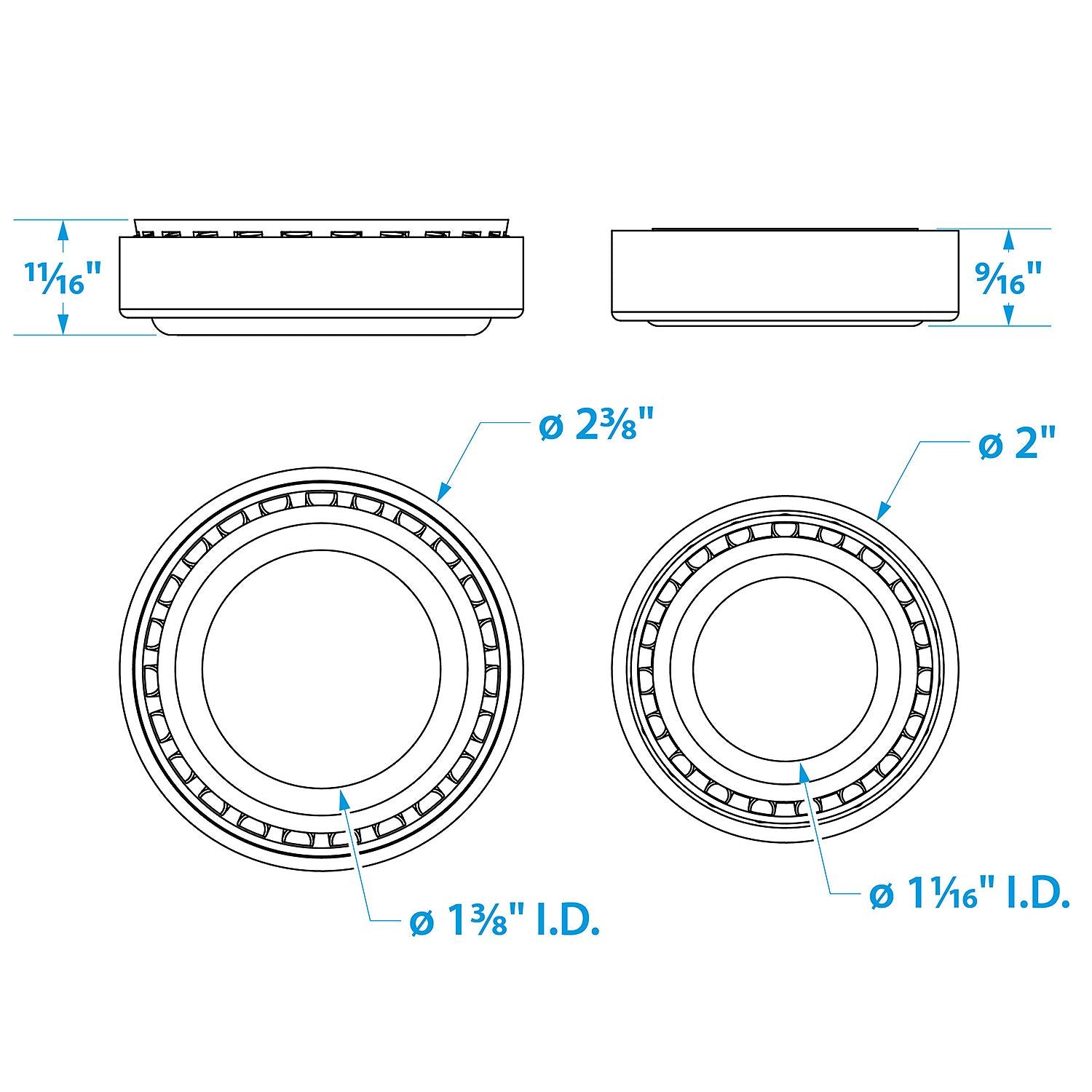 Trailer Wheel Bearing Kit, 1-3/8in x 1-1/16in