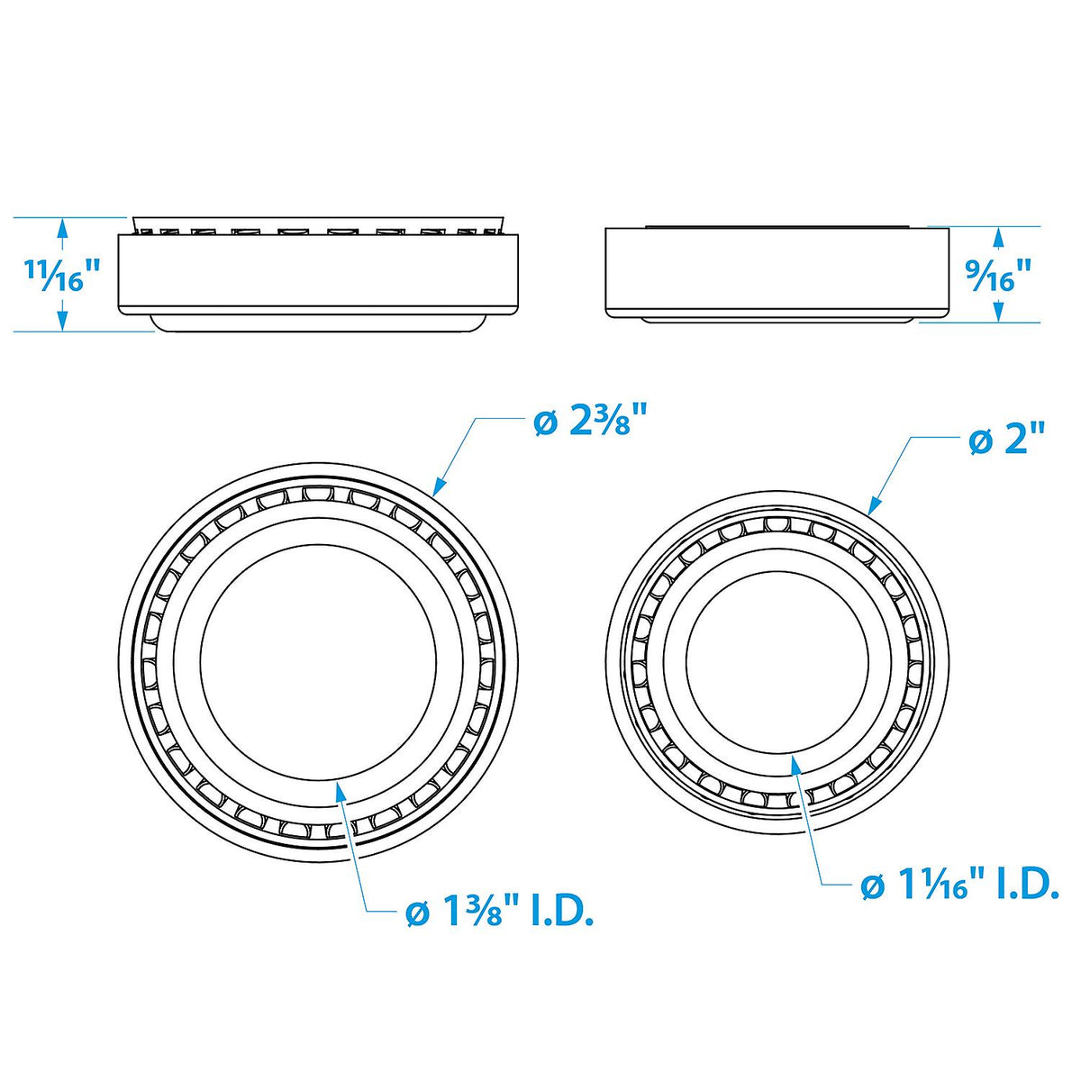Trailer Wheel Bearing Kit, 1-3/8in x 1-1/16in