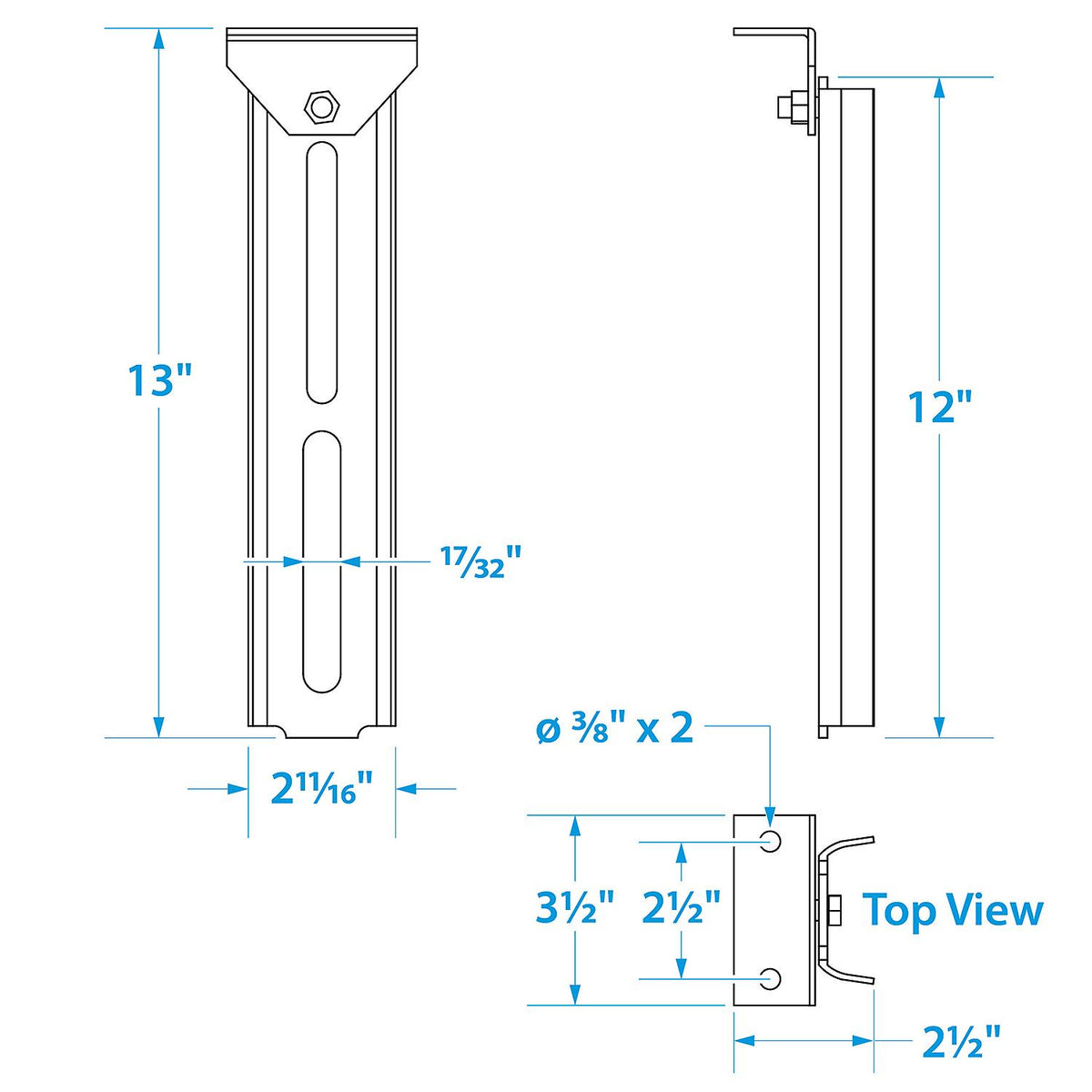 Swivel Bolster Bracket, Galvanized, 12in