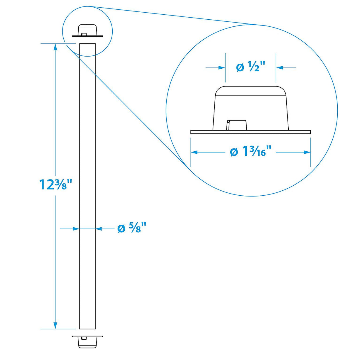 Zinc Plated Steel Roller Shaft w/ 2 Pal Nuts, 1/2in Shaft for 10in Roller