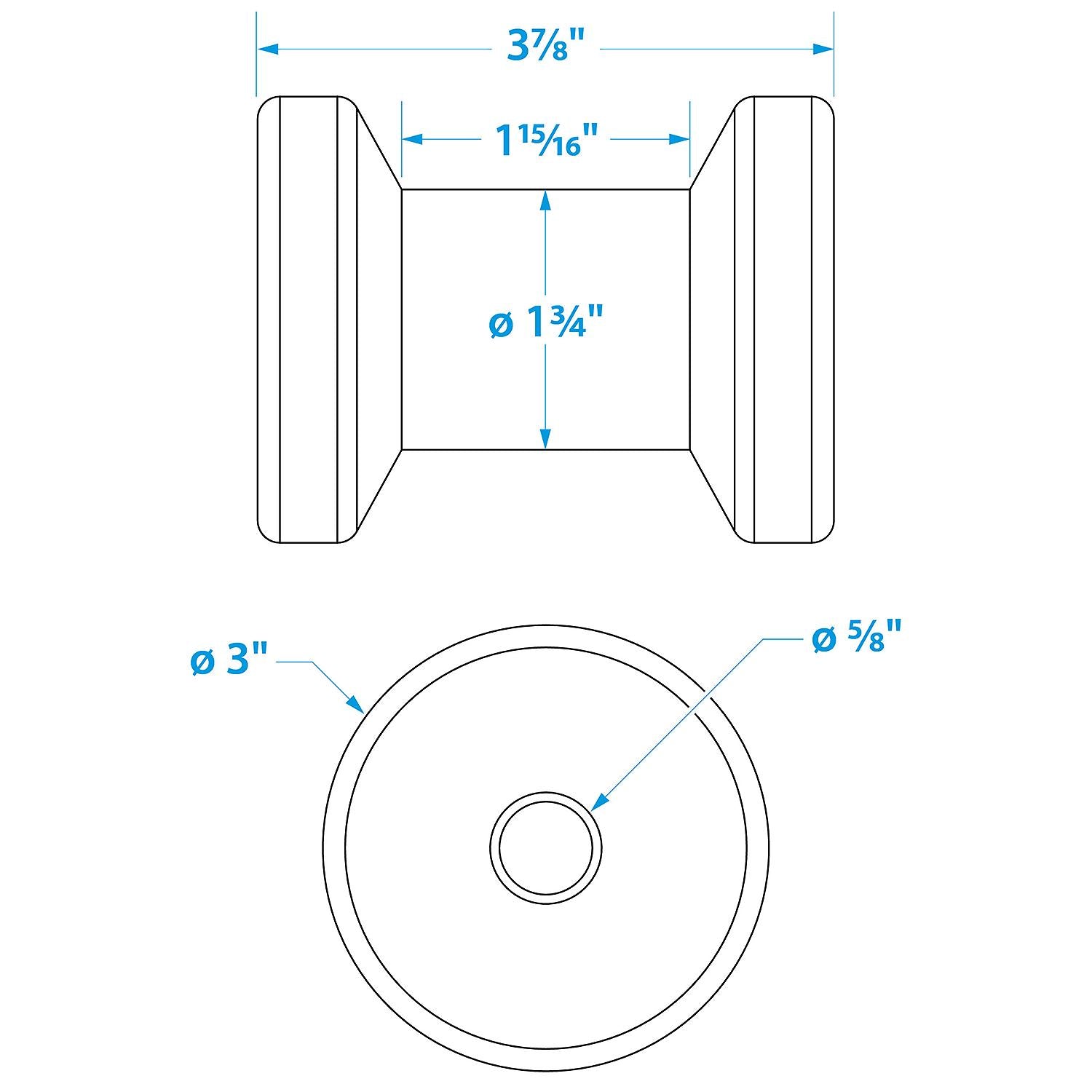 Spool Roller, Black, 4in x 5/8in Hole