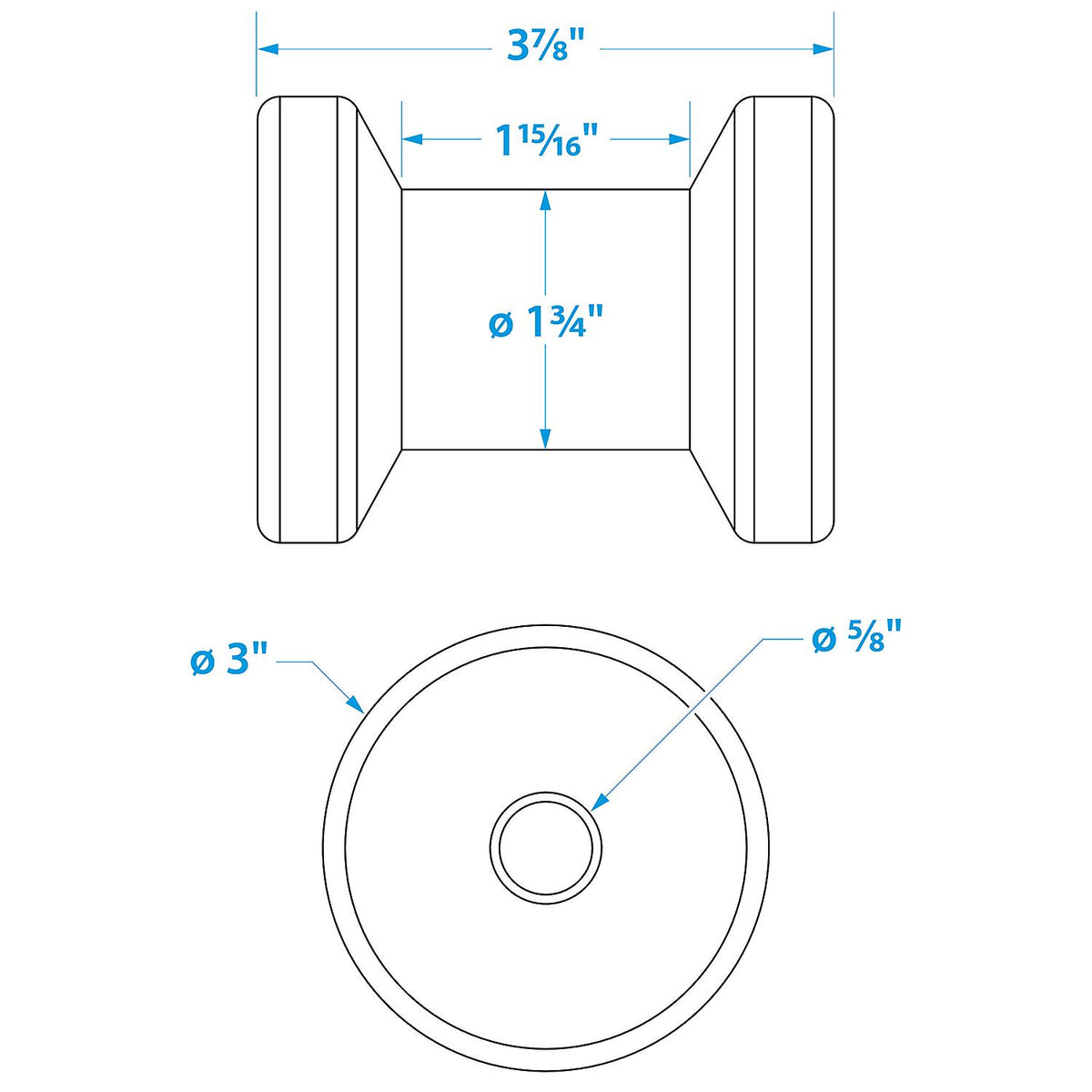Spool Roller, Black, 4in x 5/8in Hole