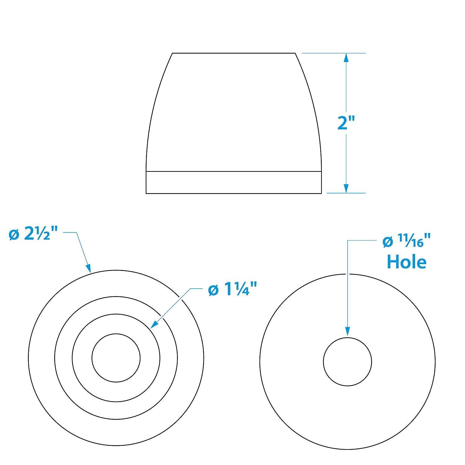 Black Rubber Side Guide End Cap 2-1/2in w/ 5/8in ID