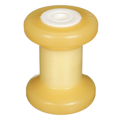 Spool Roller, Non-Marking TP Yellow Rubber, 4in w/ 1/2in Hole