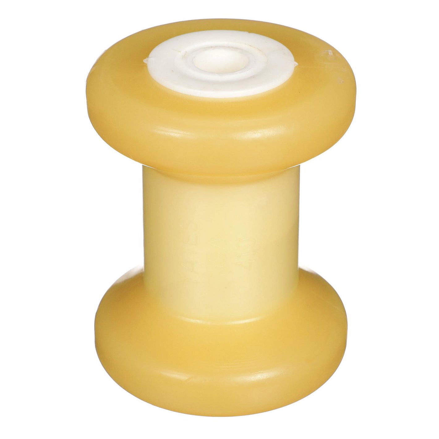 Spool Roller, Non-Marking TP Yellow Rubber, 4in w/ 1/2in Hole