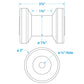 Spool Roller, Non-Marking TP Yellow Rubber, 4in w/ 1/2in Hole