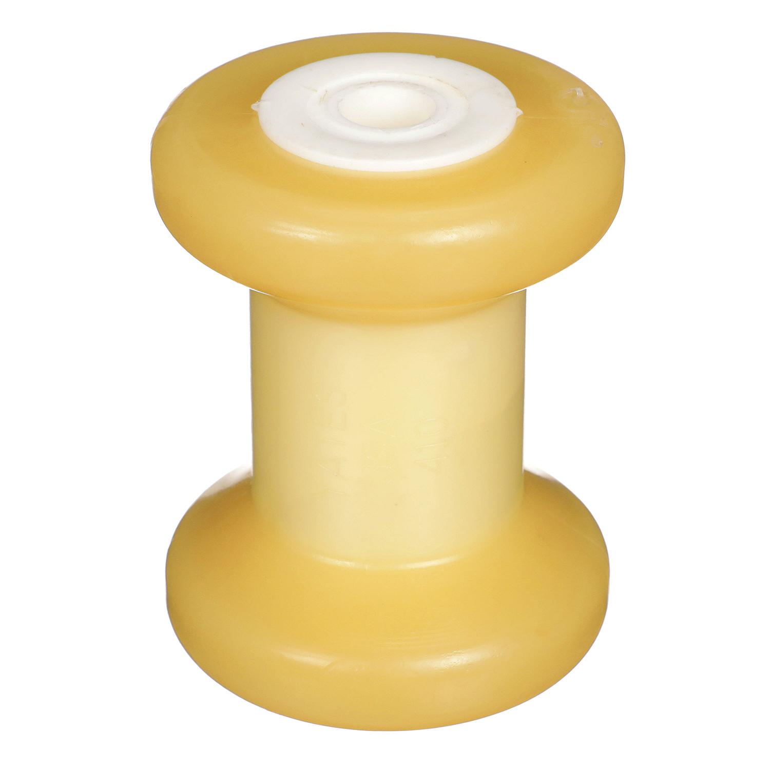 Spool Roller, Non-Marking TP Yellow Rubber, 4in w/ 5/8in Hole