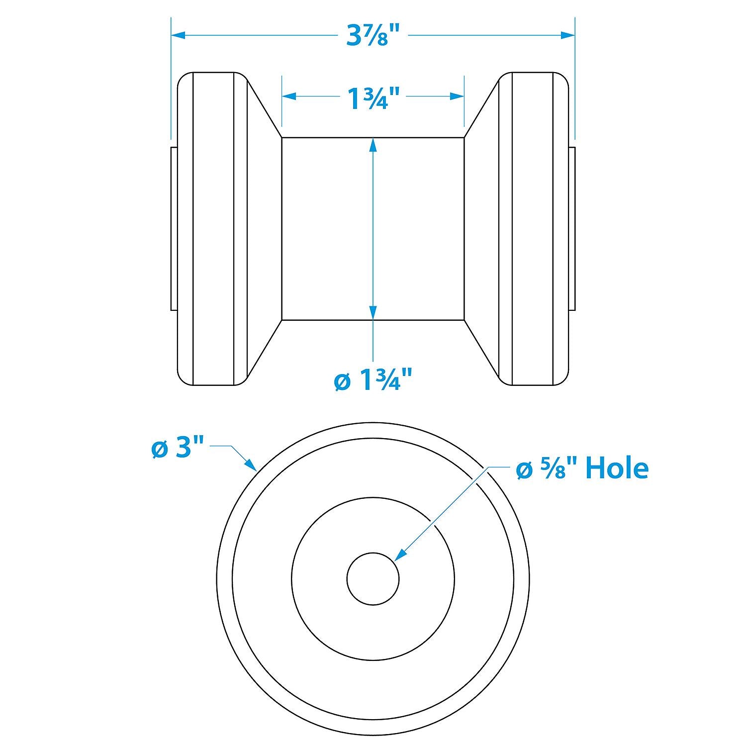 Spool Roller, Non-Marking TP Yellow Rubber, 4in w/ 5/8in Hole