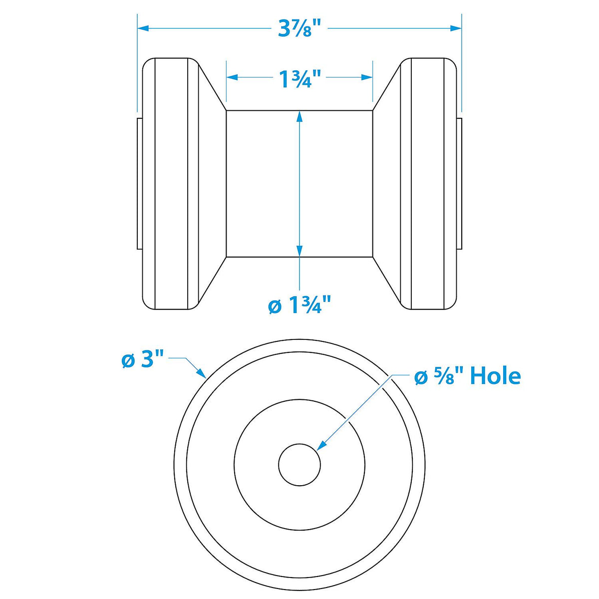 Spool Roller, Non-Marking TP Yellow Rubber, 4in w/ 5/8in Hole