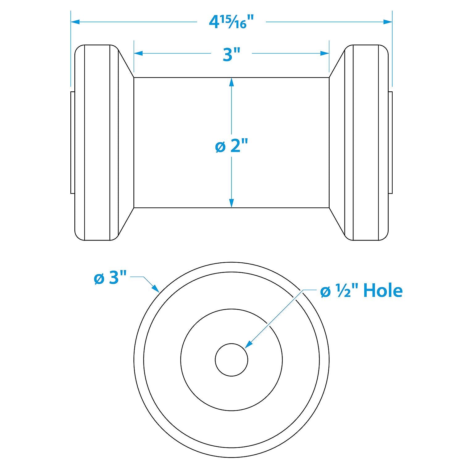 Spool Roller, Non-Marking TP Yellow Rubber, 5in w/ 1/2in Hole