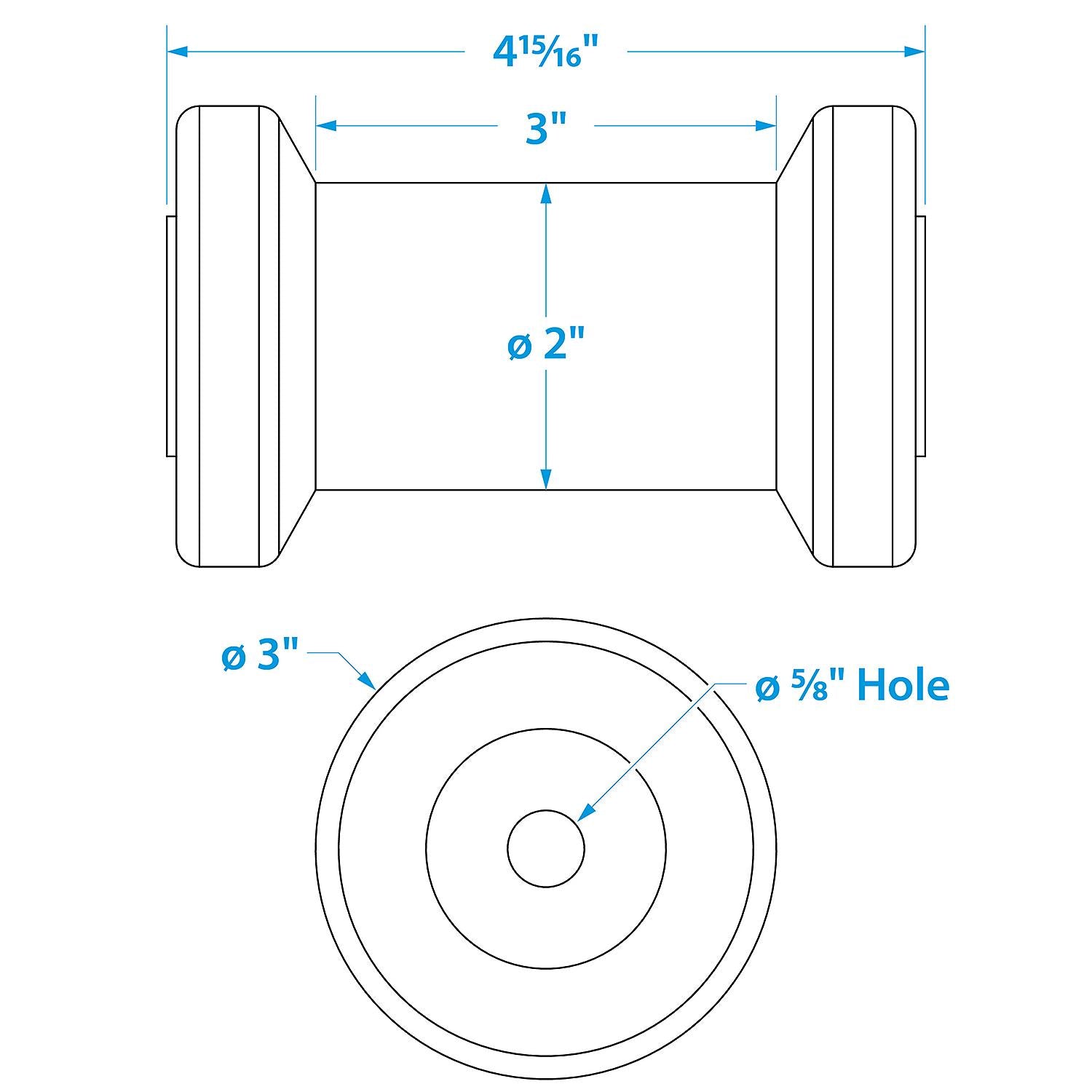 Spool Roller, Non-Marking TP Yellow Rubber, 5in w/ 5/8in Hole