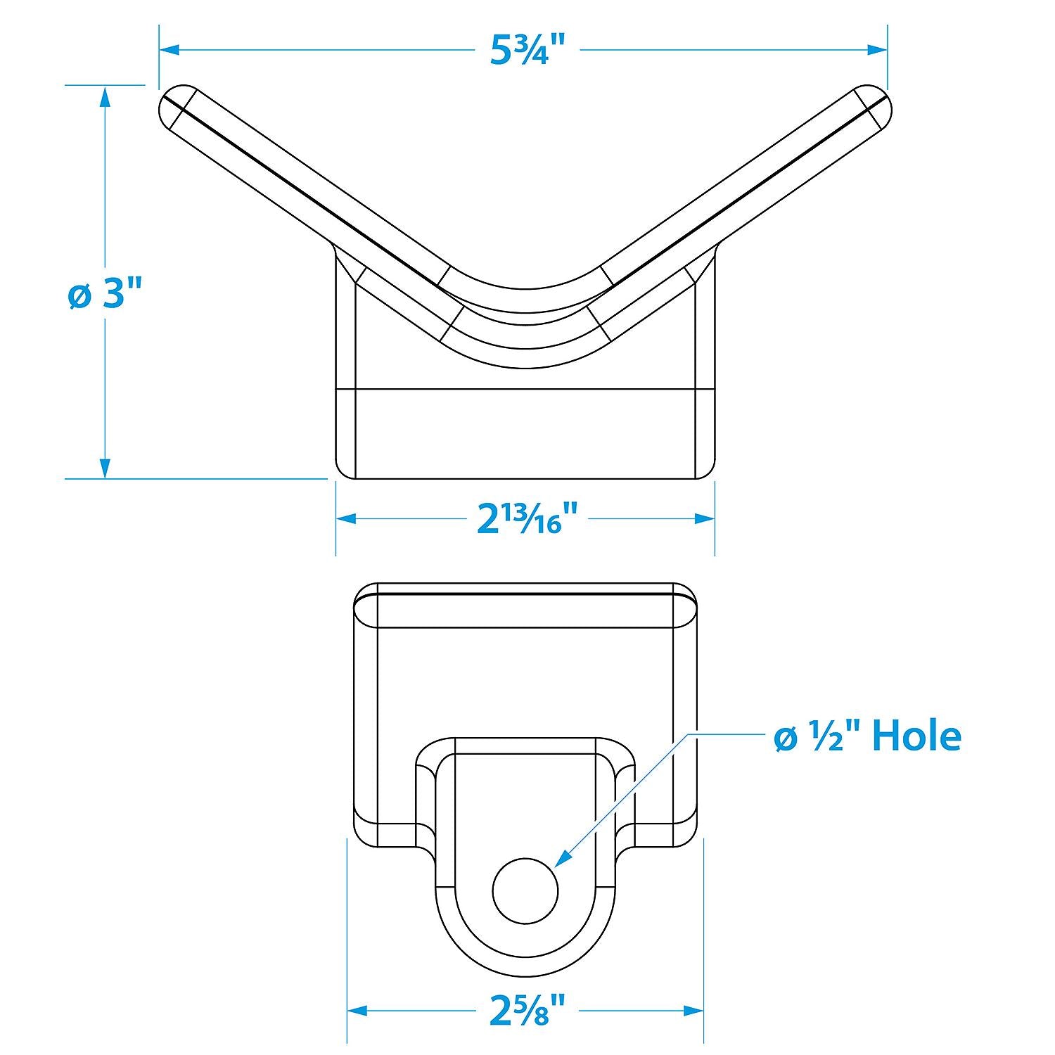 Non-Marking TP Yellow Rubber V-Bow Stop 3in x 1/2in