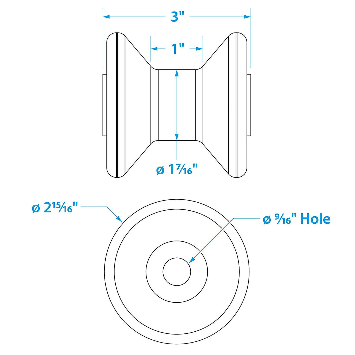 Non-Marking TP Yellow Rubber V-Bow Stop w/ 1/2in ID