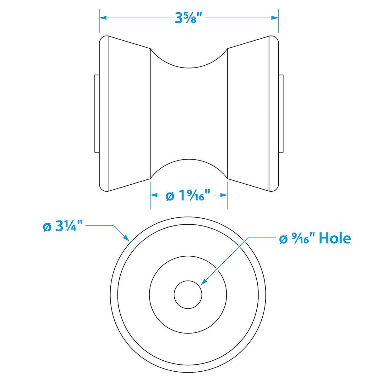 Non-Marking TP Yellow Rubber V-Bow Stop w/ 1/2in ID
