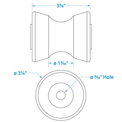 Non-Marking TP Yellow Rubber V-Bow Stop w/ 1/2in ID