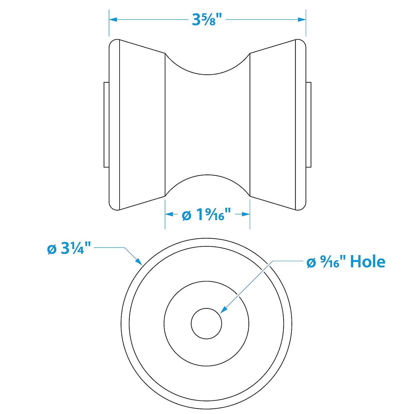 Non-Marking TP Yellow Rubber V-Bow Stop w/ 1/2in ID