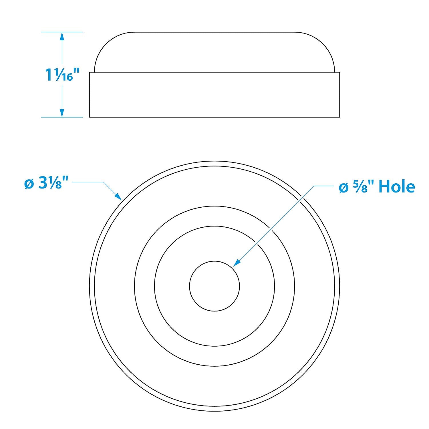 Non-Marking TP Yellow Rubber Roller End Cap 3-1/2in w/ 1-1/4in ID Hole
