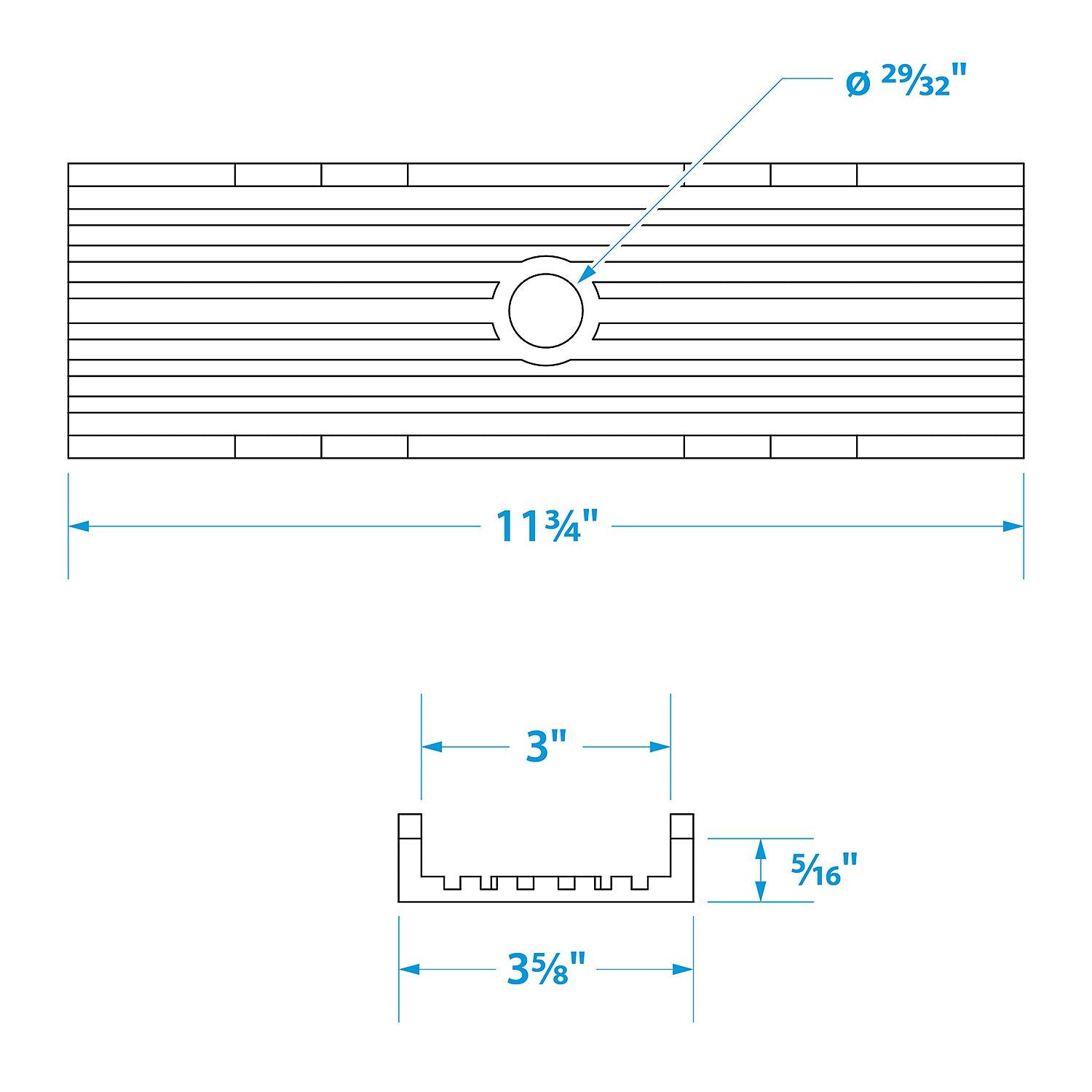 Non-Marking TP Yellow Rubber Keel Pad 12in L x 3-1/2in W x 1in H