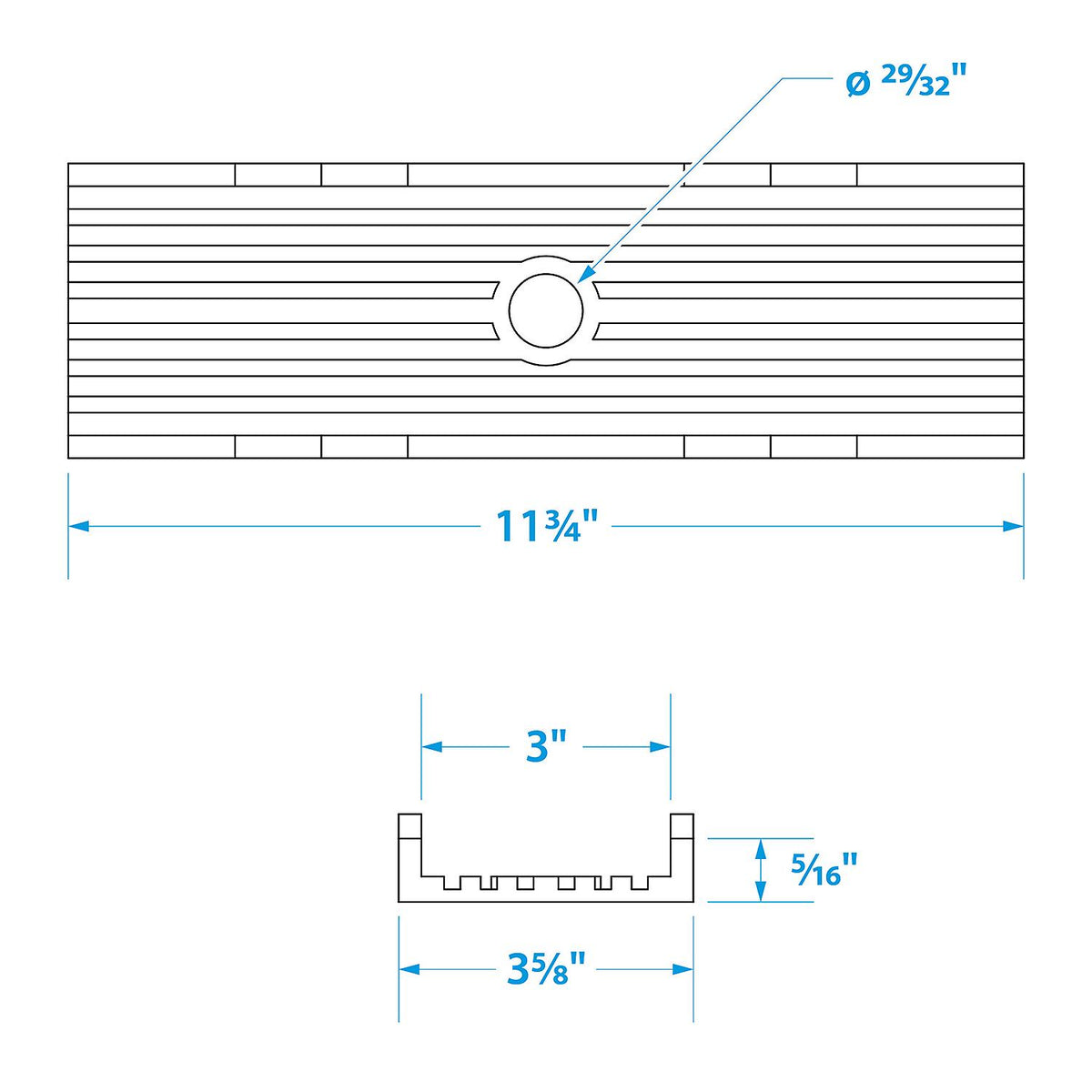 Non-Marking TP Yellow Rubber Keel Pad 12in L x 3-1/2in W x 1in H