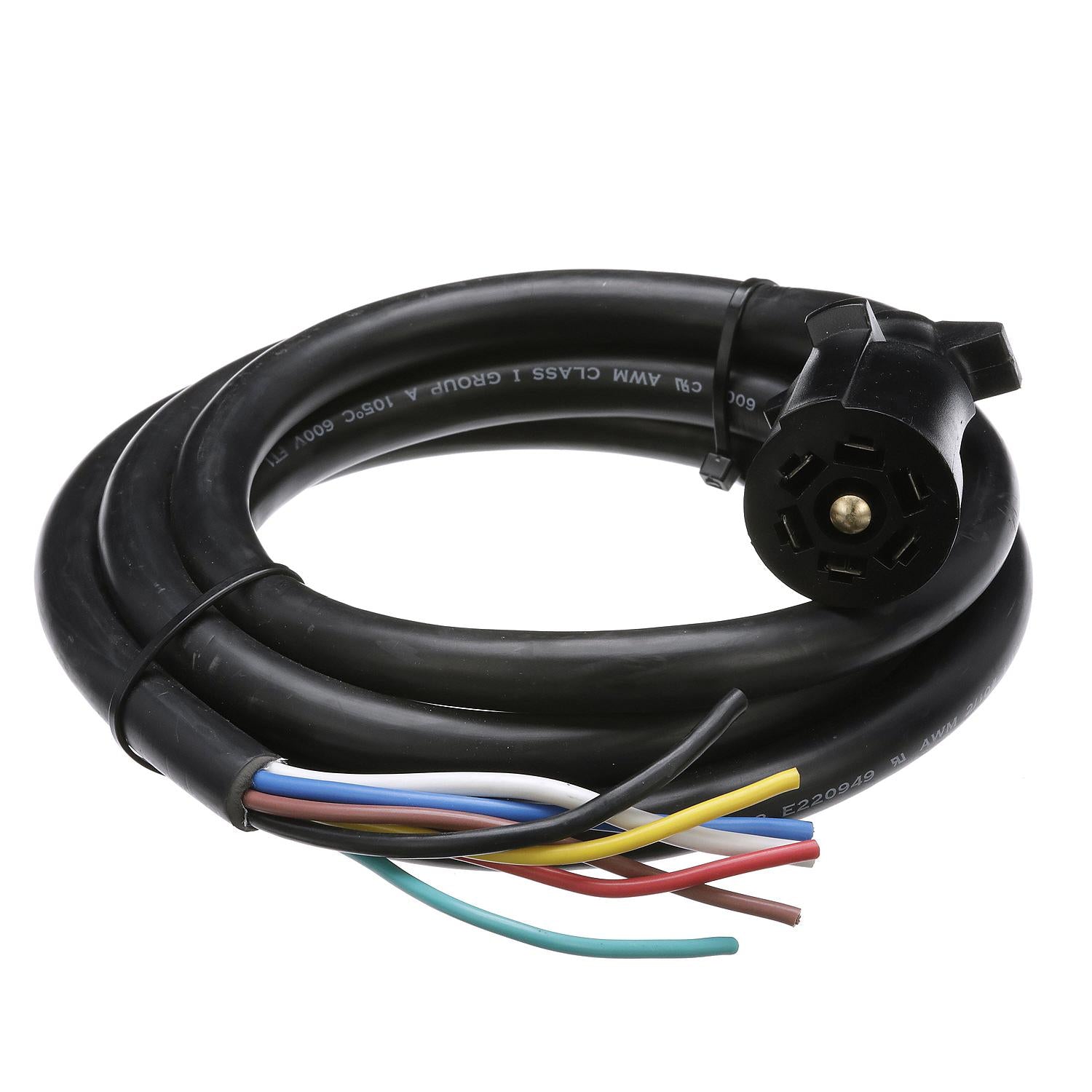 7-Way Trailer Wiring 8ft Cable w/ 7-Way Molded Connector