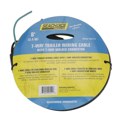 7-Way Trailer Wiring 8ft Cable w/ 7-Way Molded Connector