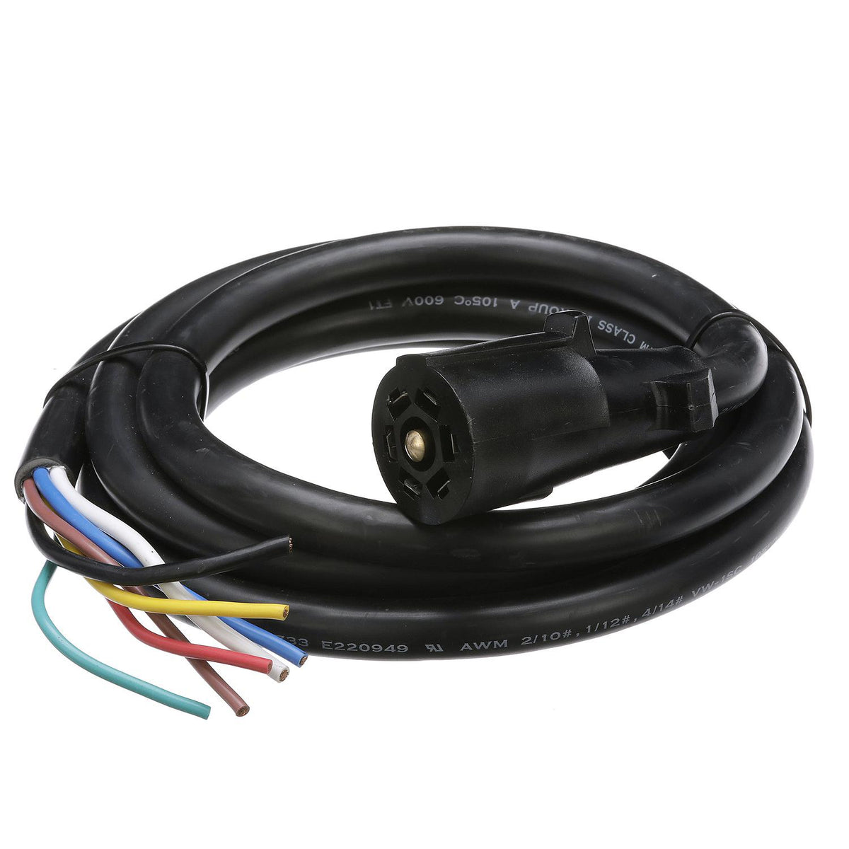 7-Way Trailer Wiring 8ft Cable w/ 7-Way Molded Connector