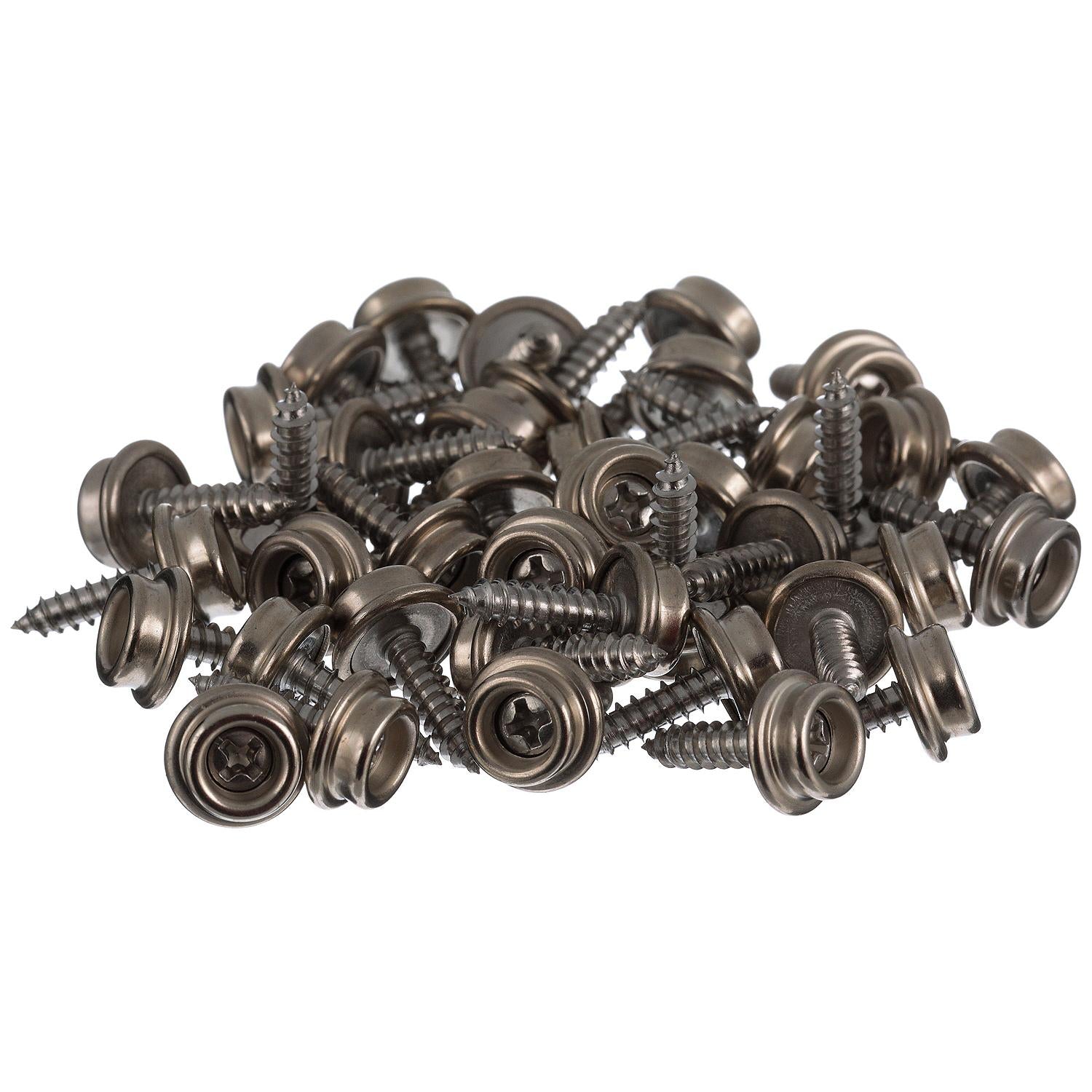 Stainless Steel Button Stud w/ Tapping Screw, #8 x 5/8in, 40/PK