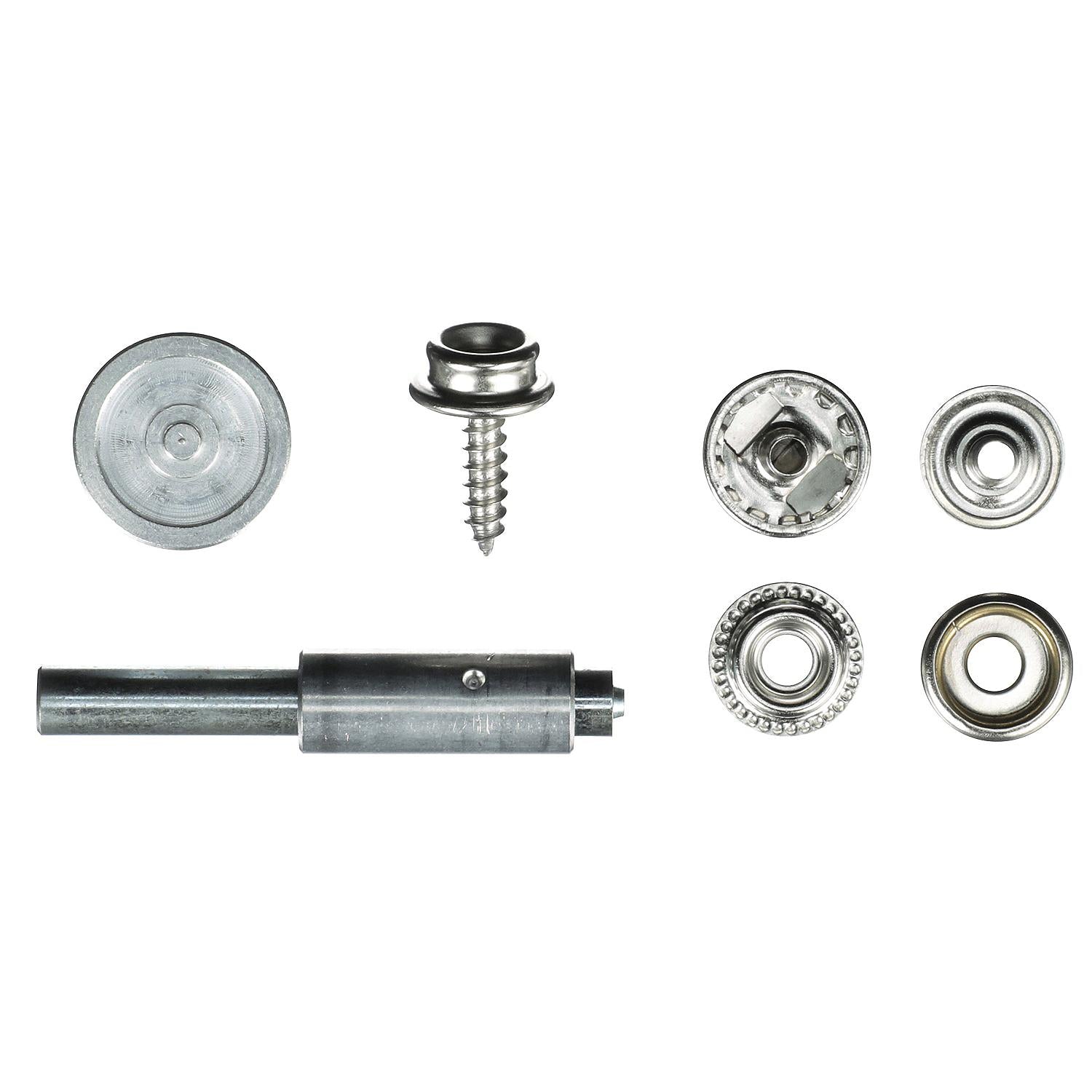 Nickel Plated Brass Canvas Snap Kit w/ Tool - 48 Piece