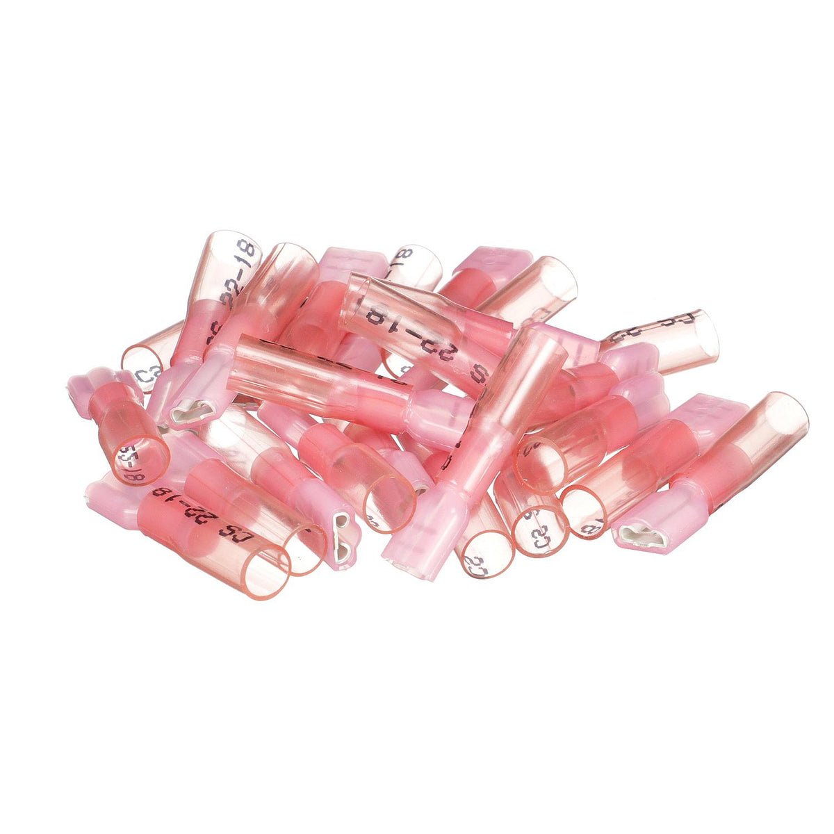 3-to-1 Heat Shrink Insulated Quick Disconnect, 22-18 Ga, 0.250in Female, Red, 25/PK