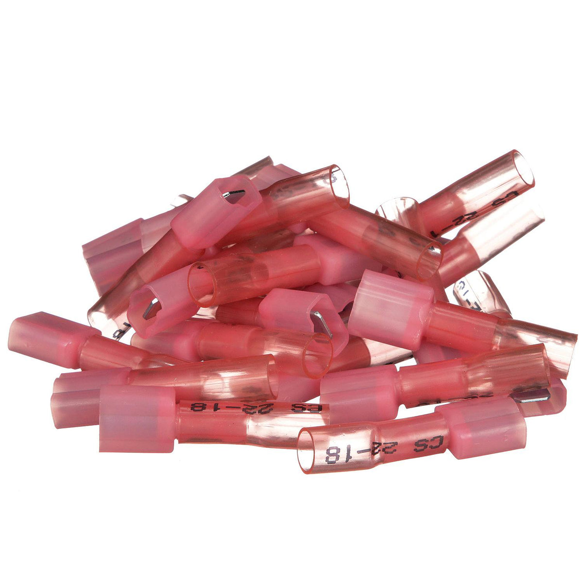 3-to-1 Heat Shrink Insulated Quick Disconnect, 22-18 Ga., 0.250in Male, Red, 25/PK