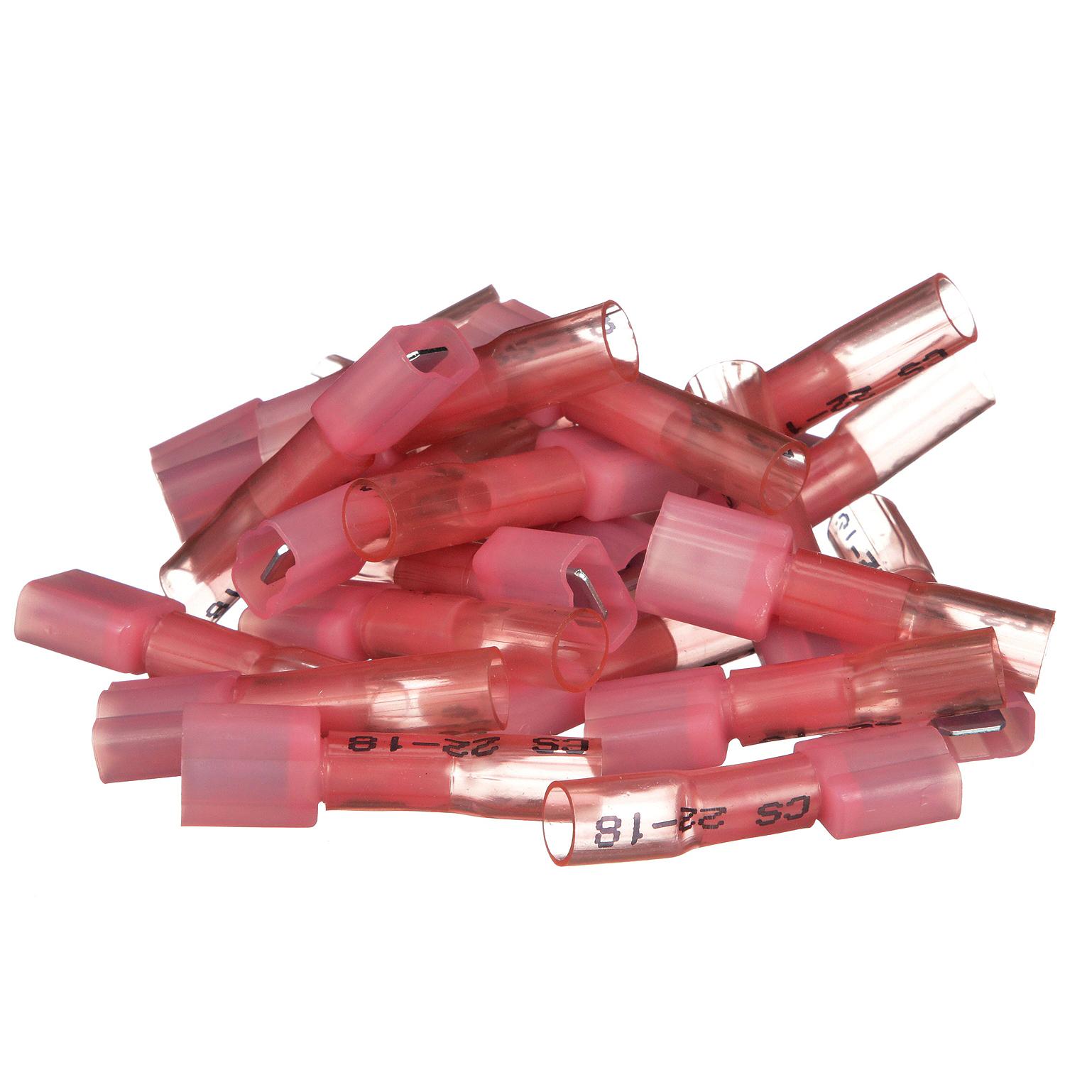 3-to-1 Heat Shrink Insulated Quick Disconnect, 22-18 Ga., 0.250in Male, Red, 25/PK