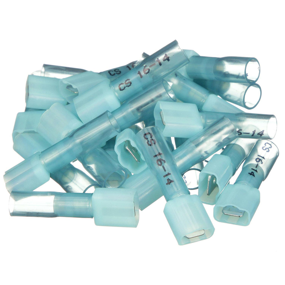 3-to-1 Heat Shrink Insulated Quick Disconnect, 16-14 Ga., 0.250in Male, Blue, 25/PK