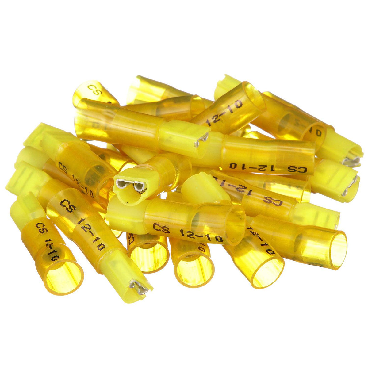 3-to-1 Heat Shrink Insulated Quick Disconnect, 12-10 Ga., 0.250in Female, Yellow, 25/PK