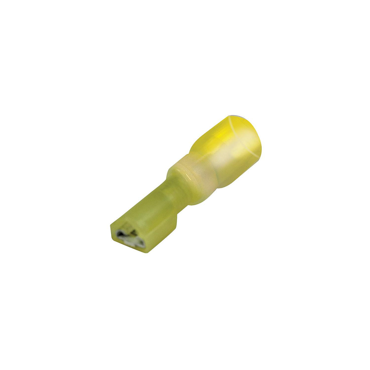 3-to-1 Heat Shrink Insulated Quick Disconnect, 12-10 Ga., 0.250in Female, Yellow, 25/PK